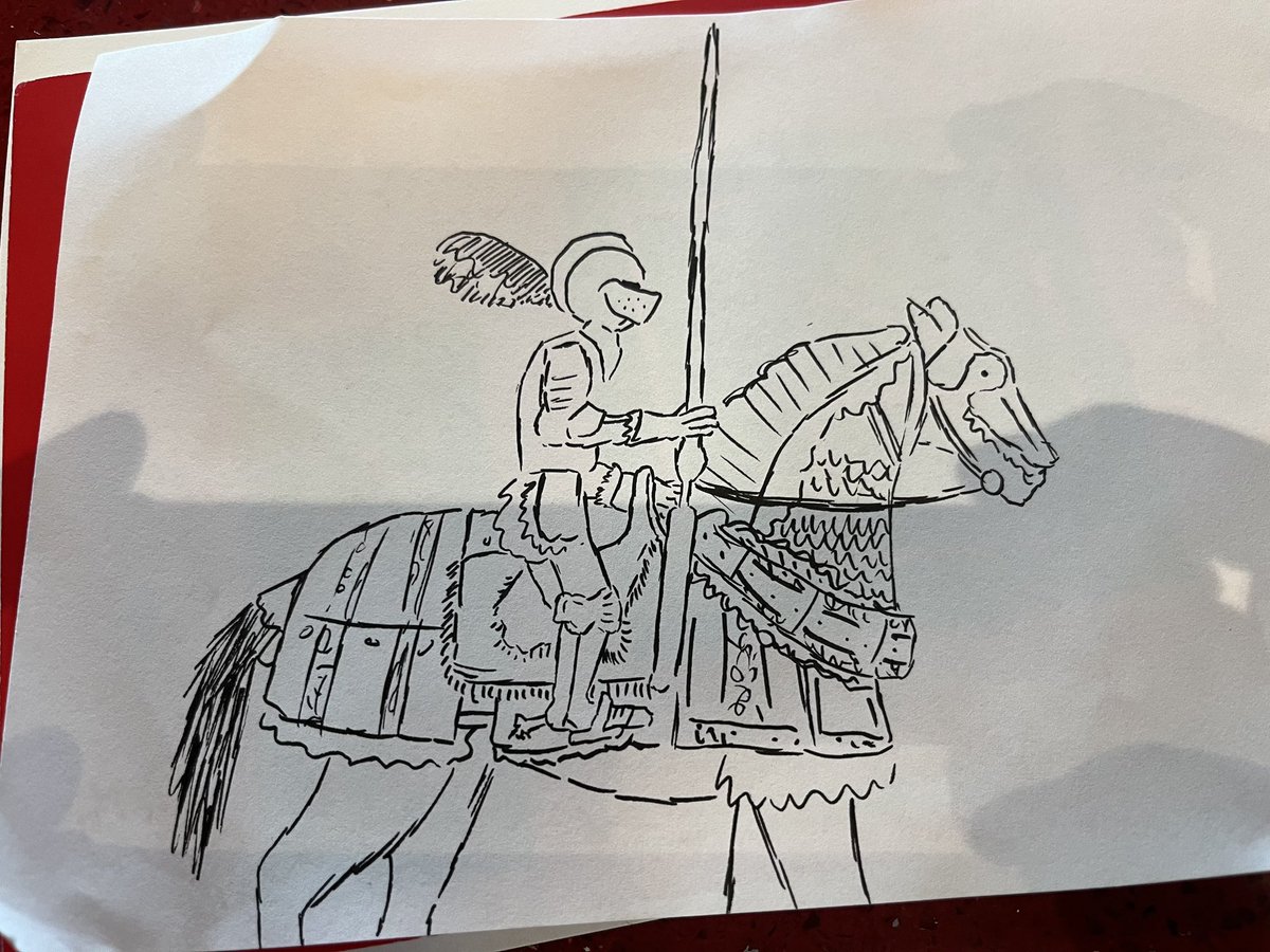 MoonmanGarrett's tweet photo. Sketch of knight and horse armor from the Cleveland Art Museum https://t.co/iIDLoxxNde