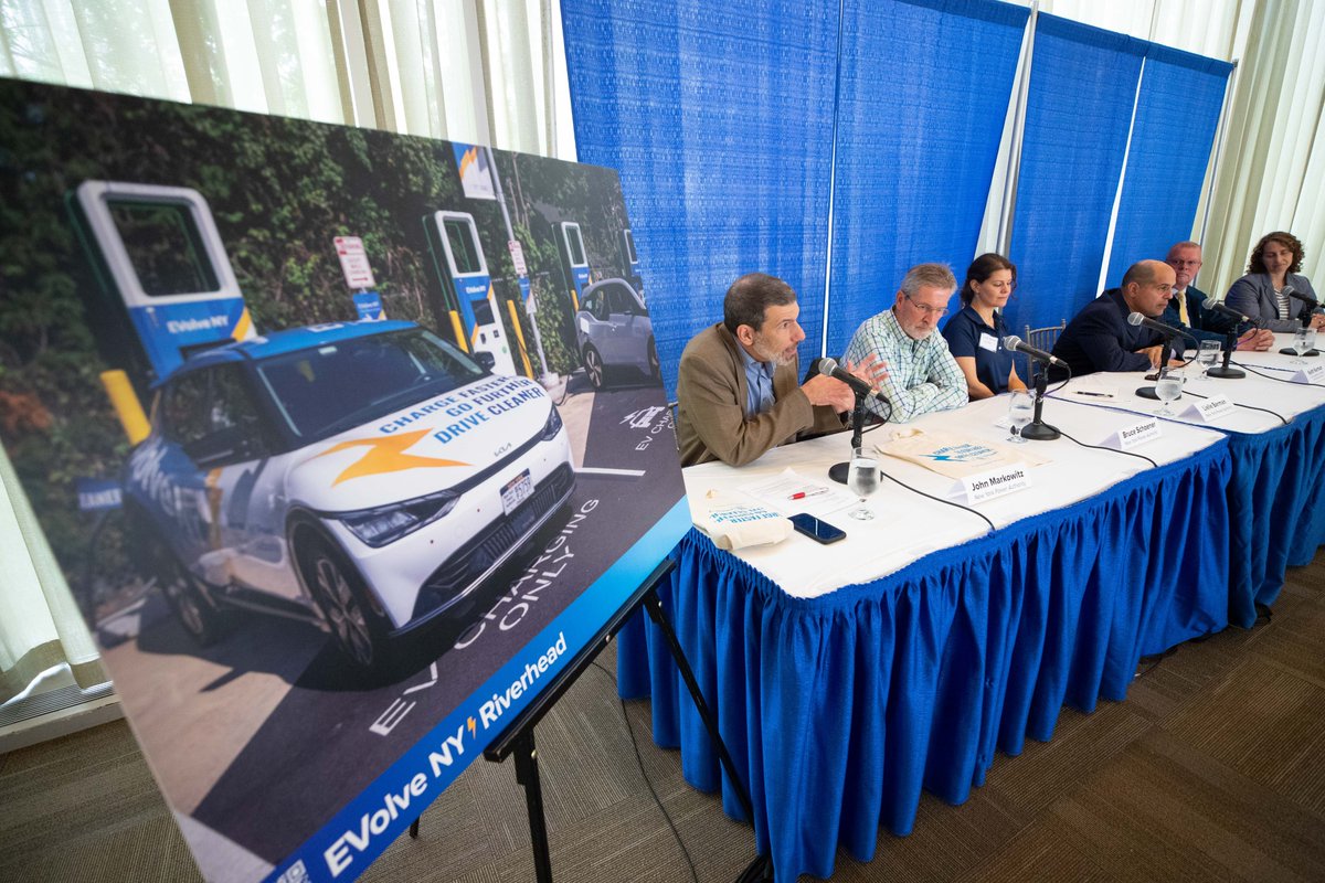 NYPAenergy's tweet photo. Along with our friends from @NYS_OGS, we hosted an #EV 'Meet &amp; Greet' and panel discussion in Albany to share how we're working on greening #NewYorkState's light-duty electric vehicle fleets. https://t.co/HDlbTaYHtT