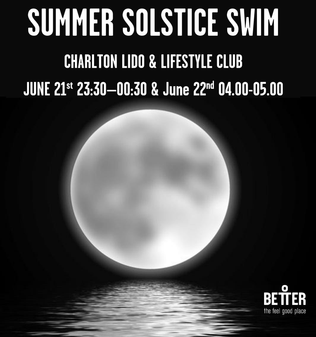 **Solstice Swim update**

We have added an additional slot for the  Solstice Swim, for the sun rising. 

Book on either session at reception. Booking is for members only until 16th June, remaining spaces will be made bookable from the 17th. 

#Solstice #JustKeepSwimming