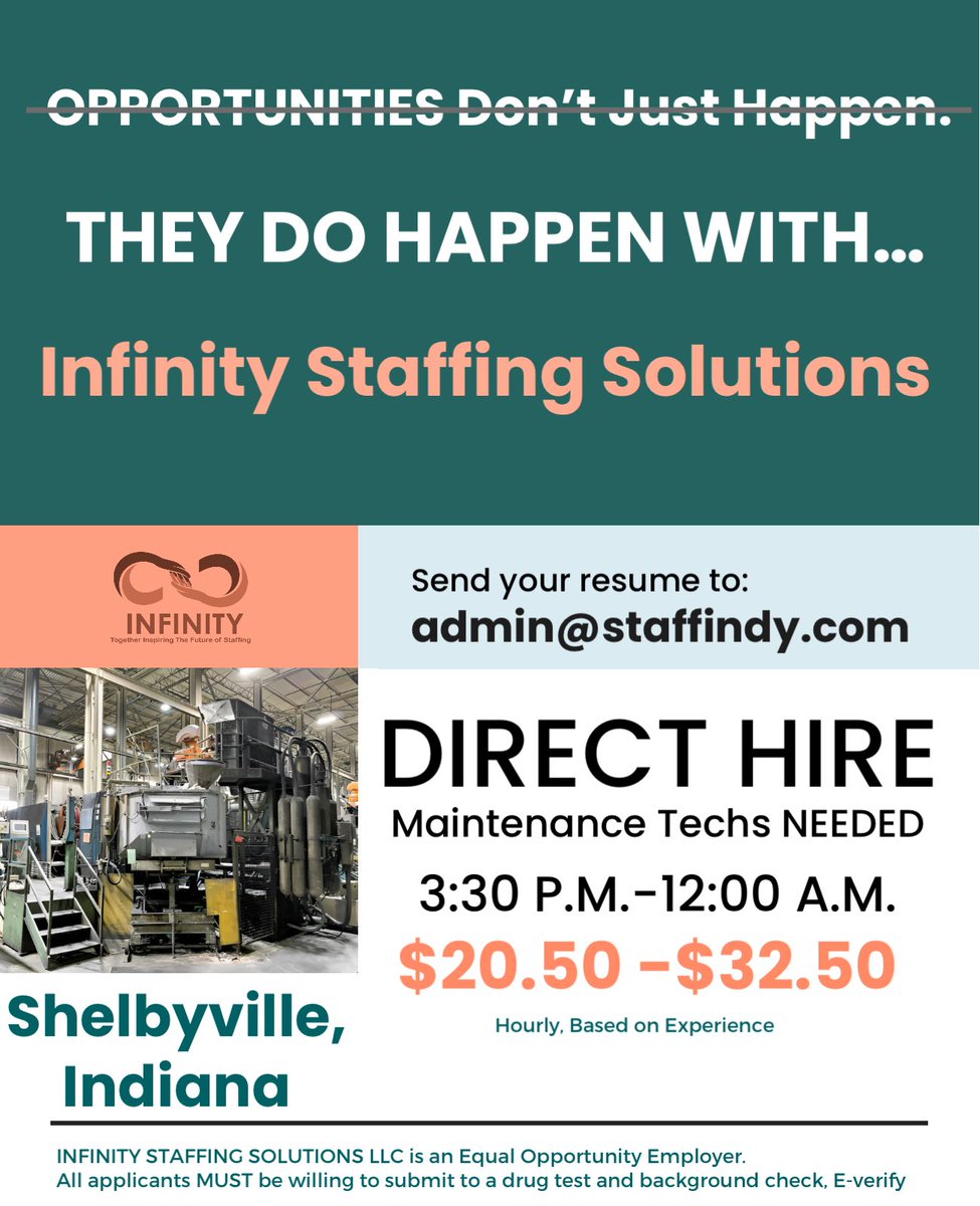 Shelbyville, Indiana residents, make sure to take advantage of this opportunity that is available for YOU! Simply send us your resume, and remember this is a DIRECT HIRE OPPORTUNITY! 

#shelbyvilleindiana #indiana #greenwoodindiana #indianajobs #directhire #gethired #emailus