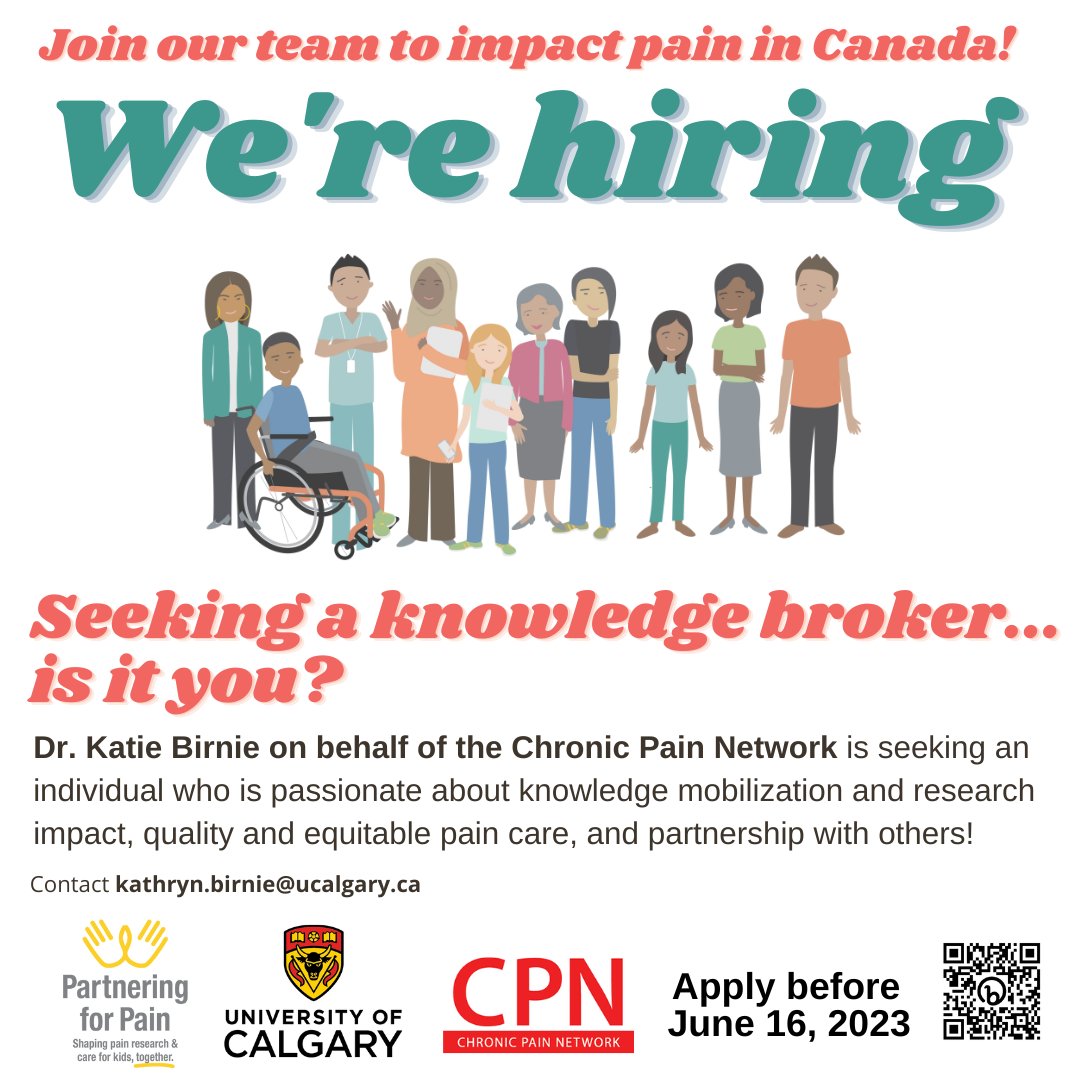 Dr. Katie Birnie (@katebirnie) on Twitter photo Are you passionate about quality equitable pain care? Do you have skills in knowledge mobilization? Work with us <a href="/cpn_rdc/">Chronic Pain Network</a> Chronic Pain Network stellar researchers, people with lived experience & partners (like <a href="/KidsInPain/">Solutions for Kids in Pain</a> & <a href="/pain_canada/">Pain Canada</a>)! Apply by June 16: bit.ly/3IVyU9y Are you passionate about quality equitable pain care? Do you have skills in knowledge mobilization? Work with us <a href="/cpn_rdc/">Chronic Pain Network</a> Chronic Pain Network stellar researchers, people with lived experience & partners (like <a href="/KidsInPain/">Solutions for Kids in Pain</a> & <a href="/pain_canada/">Pain Canada</a>)! Apply by June 16: bit.ly/3IVyU9y