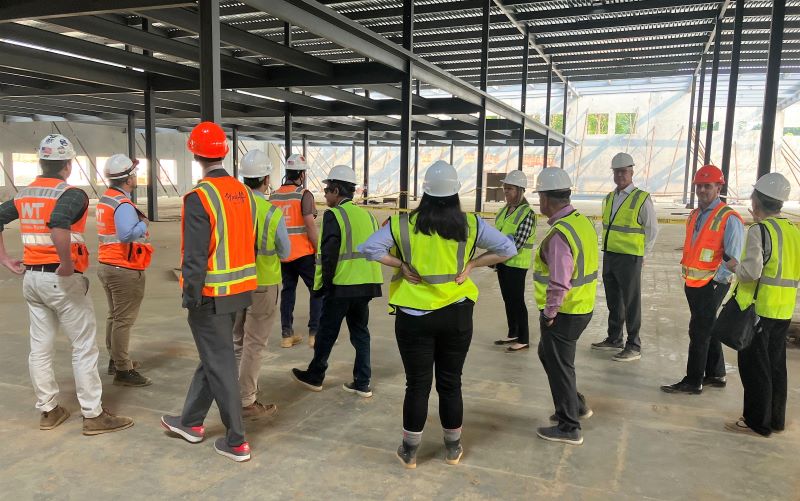 Construction site tour w/ @DrWilliams_MC and PIC MC Foundation Board. Located at 19710 Observation Drive in Germantown, adjacent to the Hughes HQ complex, this new high-tech manufacturing building will house production of Hughes satellite broadband and networking equipment.