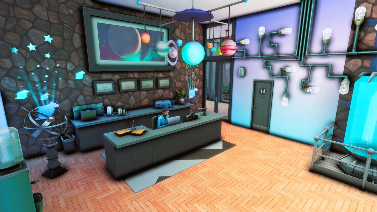 Capricornica_'s tweet photo. I have so much fun renovating this Lab with alot of debug from #sims4gettowork and #sims4ccfinds
I WISH i knew where #WCIF the galaxy wallpaper because it's EVERYTHING #showusyourbuilds https://t.co/yU9nwpxtiy