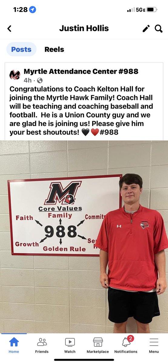 MyrtleCenter's tweet image. Welcome Coach Kelton Hall to our Family! He will Assist in Football and Baseball!! So proud to have him!! Gonna be a great one! #988 #WE&amp;gt;ME