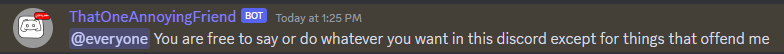 Ap3xCommander's tweet photo. I do really dumb things when I'm bored. I literally just got done writing a bot in Python that pings everyone in a server every 30 minutes with a random message just like those annoying users that every server has. https://t.co/gLCKGyC7UJ