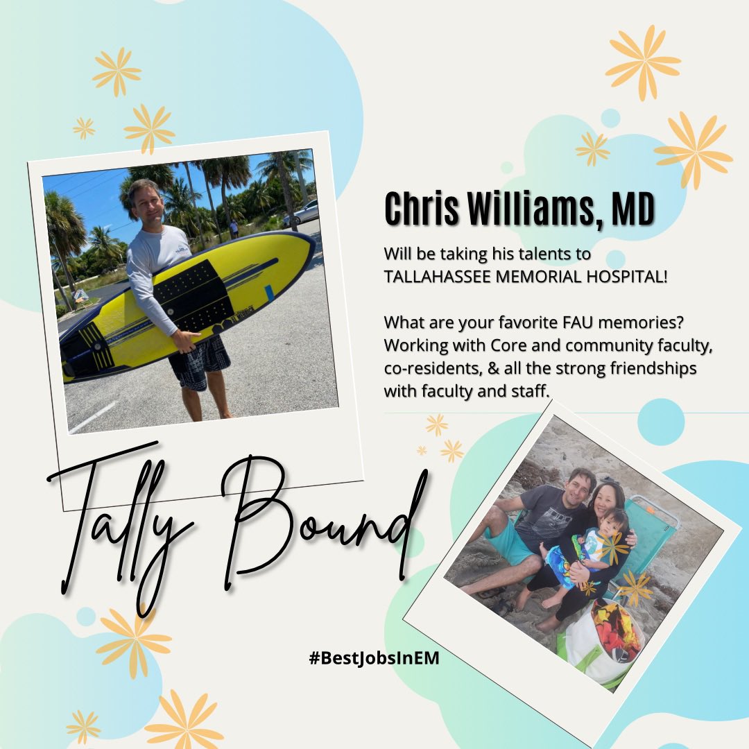 ✨Senior Highlight✨: Chris Williams, MD is headed to Tallahassee Memorial! 

#BestJobsInEM #SeniorYear #FAUEM