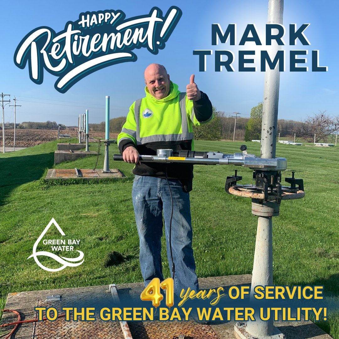 🎉Last week we celebrated Mark's remarkable 41 years of service to Green Bay Water! We are incredibly proud to congratulate him on an outstanding career and wish him a joyful and fulfilling retirement. Thank you for your tireless efforts in ensuring access to clean water for all.