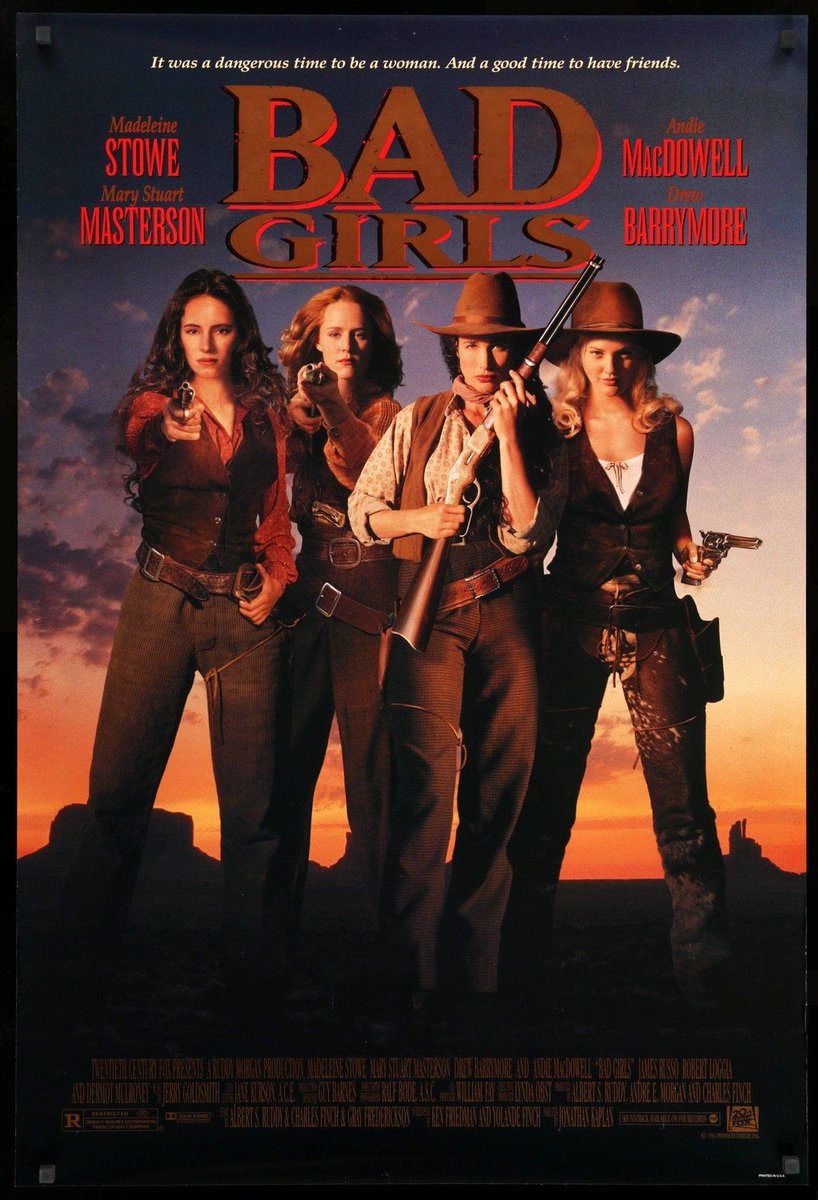 #NowWatching #FilmTwitter 

#BadGirls (1994)
#DrewBarrymore #MaryStuartMasterson #DermotMulroney #MadeleineStowe

Four prostitutes join together to travel the Old West.

#FirstTimeWatch