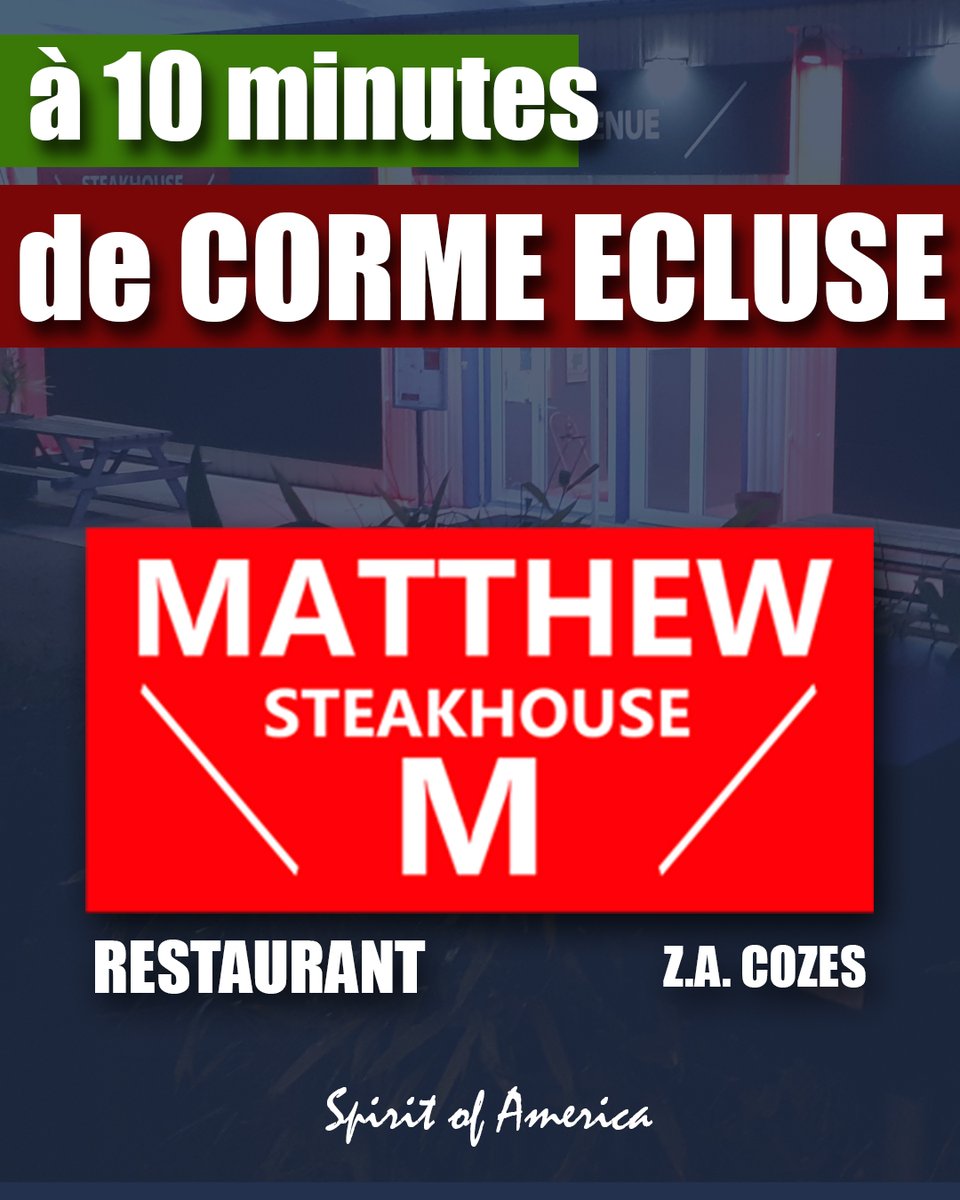 matthewsteakhou's tweet photo. MATTHEW STEAKHOUSE RESTAURANT à COZES !
https://t.co/Cjo78bNkmY
https://t.co/jKKEXICJs3
https://t.co/JPmoyzJtgG
#restaurant #cozes #matthewsteakhouse #royan #viande #entrecote #styleus #usa #barbie #restaurants #midi #love #fashion #art #photography #happy #me #food #playboy https://t.co/0IoDPJOLOE