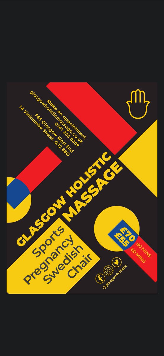 New location

14 Vinicombe Street, G12 8BG

#F45 Glasgow West End

#SportsMassage 
#PregnancyMassage 
#SwedishMassage
#ChairMassage 

Call 0141 255 0309 or book glasgowholisticmassage.co.uk/book-now