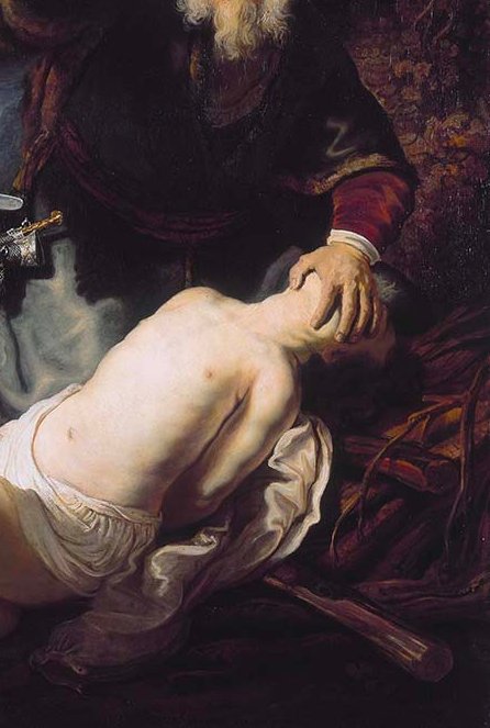 Rembrandt taradından yapılan 'Ishak’ın Kurban Edilişi' eserinde ise Abraham, oğlu İshak'ın suratını kapatmış ve trajediye ortak olmasını engellemiştir.