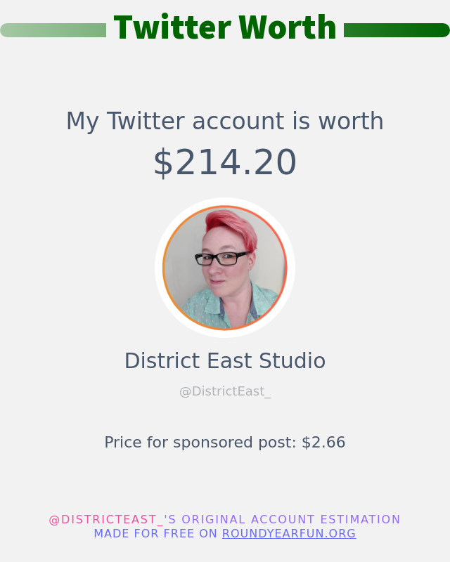 My Twitter worth is: $214.20

➡️ anyplacehere.me/twitterworth