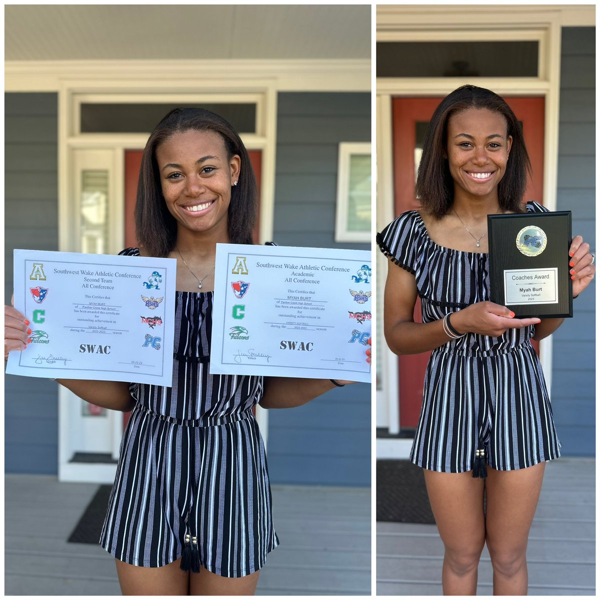 Congratulations <a href="/myah_burt/">Myah Burt</a> for being selected for SWAC 2nd Team All-Conference, SWAC Academic All-Conference, and Panther Creek Softball’s Coaches Award! Way to finish your high school career strong 💪👏
#BeElite <a href="/CarEliteNCorg/">@CarolinaEliteOrg</a>