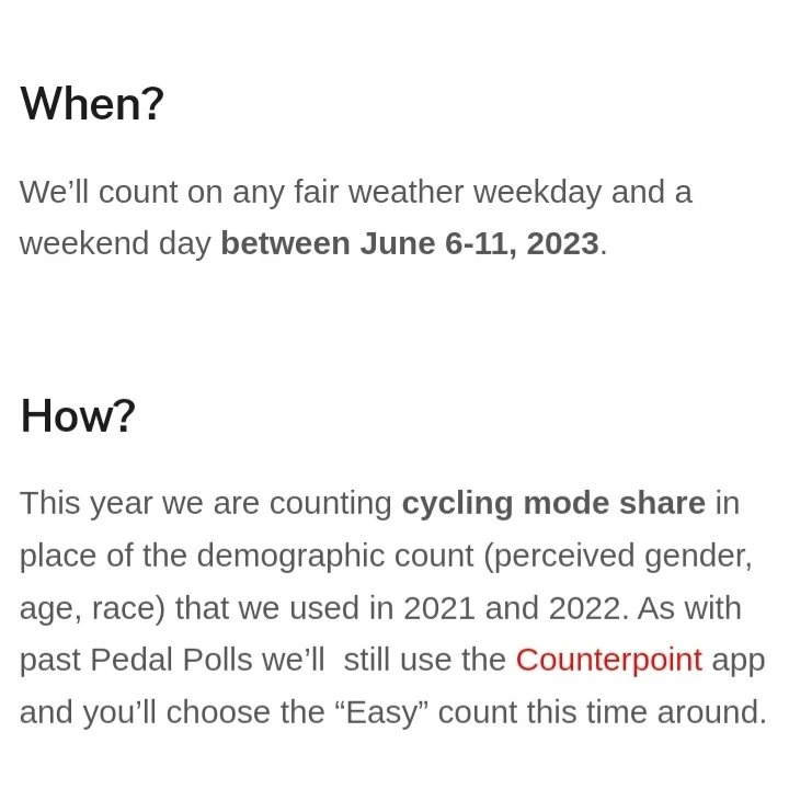 PtboBikeAdvComm's tweet photo. #PedalPoll2023 is happening! Counts are happening today and Saturday the 10th across Canada, including here in PTBO! Counting volunteers still needed for Saturday - Sign up using the linktree link in our bio! #bikeptbo @Canada_Bikes https://t.co/Sr1XJlzidM