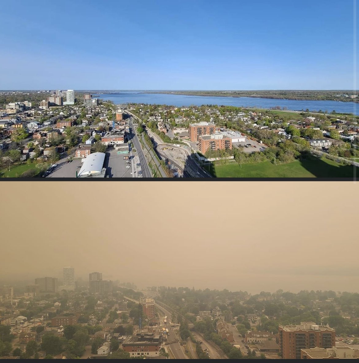 cest_nat_'s tweet image. 🔥 #Ottawa on May 20th 
vs today, June 6th 

I’ve never experienced anything like this… 

#onstorm #smoke #wildfire #ClimateCrisis #EnvironmentDay 

📸 Mathieu Villeneuve on FB