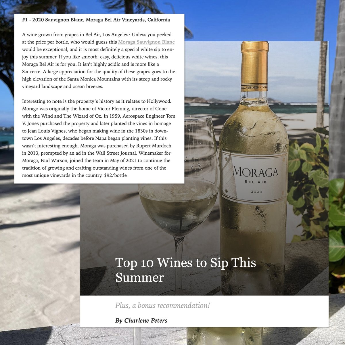 Moraga Bel Air (@moragabelair) on Twitter photo Thank you to <a href="/siptripper/">Charlene Peters</a> for including our 2020 Moraga White in her "Top 10 Wines to Sip This Summer" on #SipTripper 🌞 bit.ly/3NfdCGv Thank you to <a href="/siptripper/">Charlene Peters</a> for including our 2020 Moraga White in her "Top 10 Wines to Sip This Summer" on #SipTripper 🌞 bit.ly/3NfdCGv