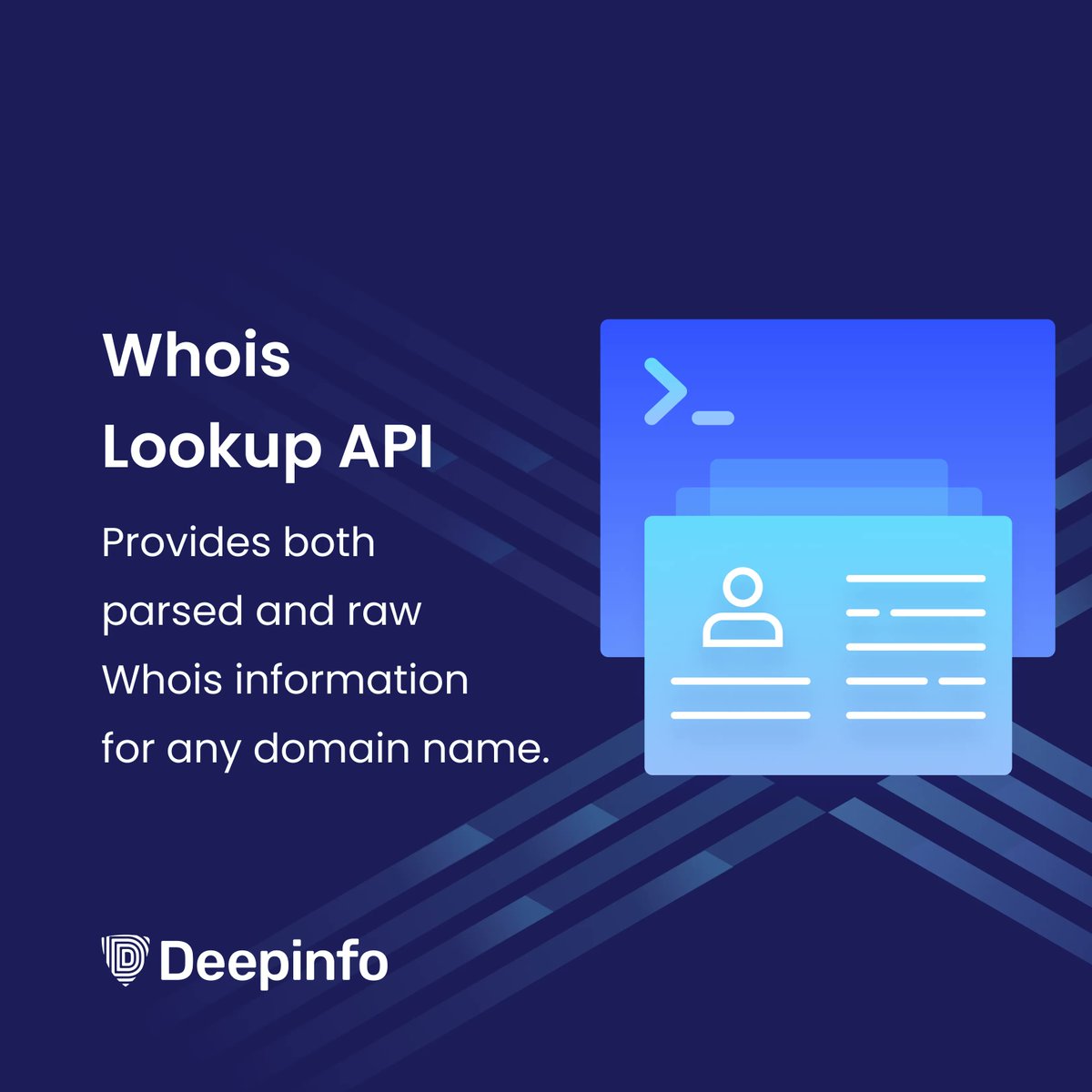 Deepinfo Whois Lookup API provides you with extensive information, including domain registrations, registrars, registration status, domain expiry date, and more. It utilizes dedicated parsers for each domain extension (TLD) to ensure accuracy and thoroughness.
#domain #whois #api