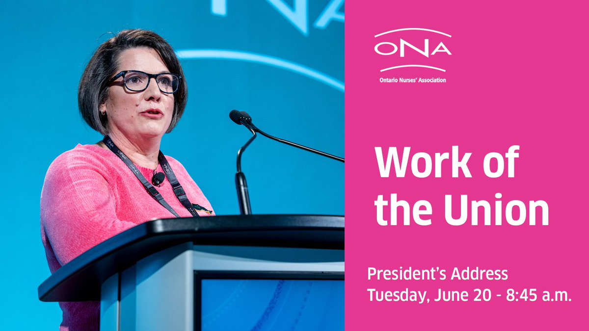 Don't miss Work of the Union, a livestreamed address from Erin Ariss, RN and ONA President. She’ll outline our collective actions to protect Ontario's public health care. Find out more by tuning in to our Facebook Live event on Tuesday, June 20.