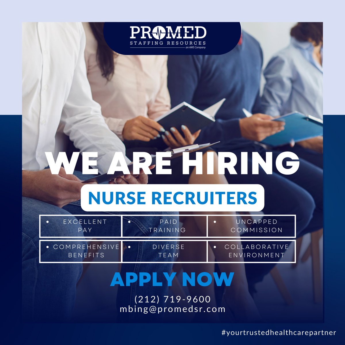 Grow your #recruitmentcareer to the next level and #join a diverse, #high-performingteam at ProMed Staffing Resources. Submit your resume to Maria Bingeman at mbing@promedsr.com or give her a call at (212) 719-9600
   
#healthcarestaffing #nursing #nursingjobs #promedsr