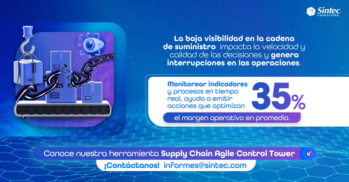 Sintec_'s tweet photo. Las cadenas de suministro integradas, que utilizan tecnología y analítica para obtener visibilidad punta a punta, aumentan la velocidad y asertividad de las decisiones de negocio. 
Contáctanos: informes@sintec.com 📩
.
#WeAreSintec #SupplyChainControlTower #CadenaDeSuministro https://t.co/WVmVbbfQZN