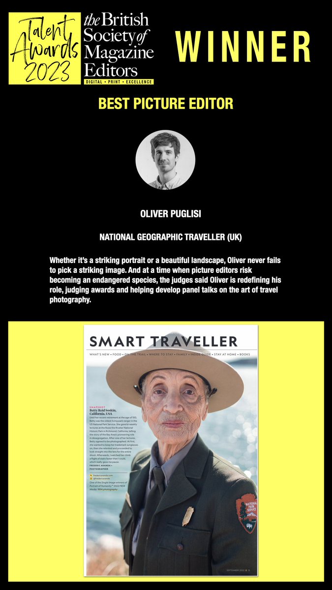 Congratulations✨ <a href="/NatGeoTravelUK/">National Geographic Traveller (UK)</a> #BSMETalentAwards2023