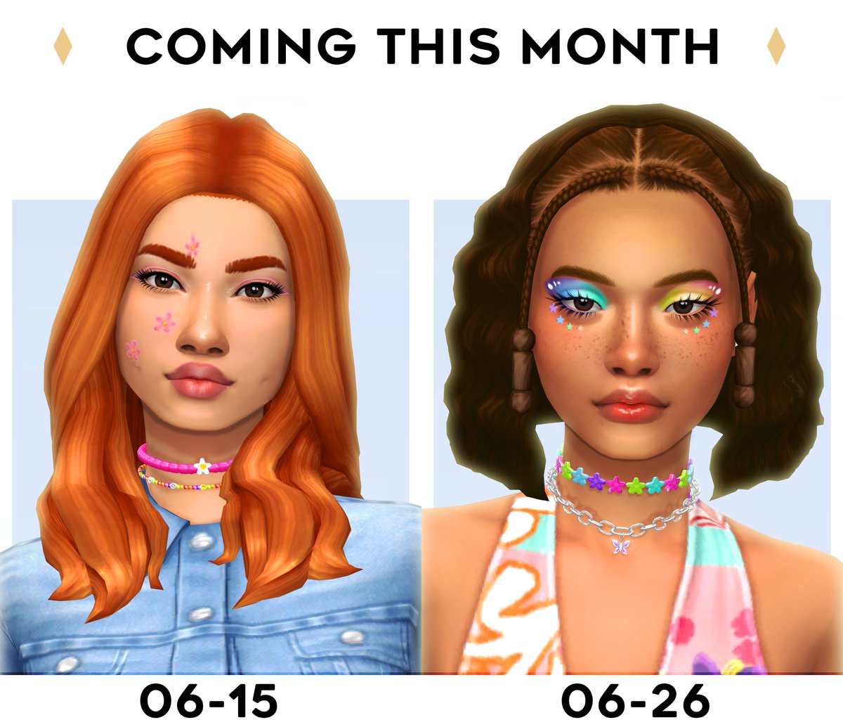 COMING IN JUNE 🌈

You can get these hairstyles early on my patreon right now or get them publicly on the dates below!   

🔗patreon.com/imvikai

#ts4 #ts4cc #s4cc #TheSims4 #TheSims