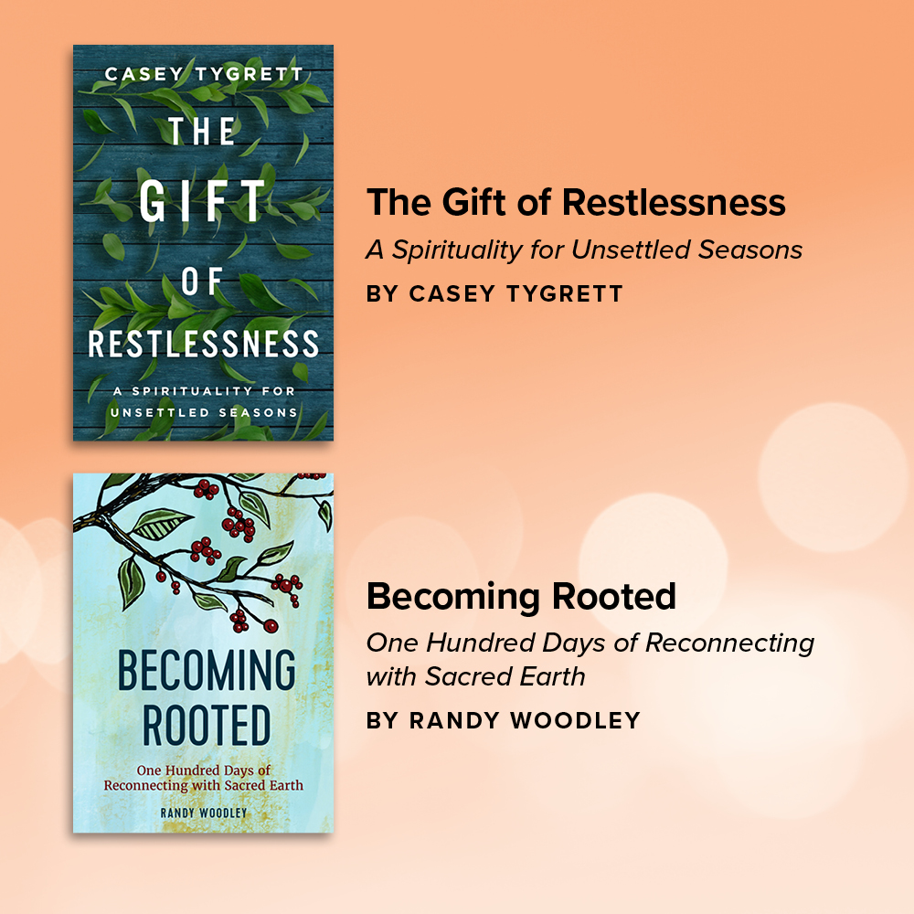 The Gift of Restlessness by <a href="/cktygrett/">Casey Tygrett</a>: broadleafbooks.com/store/product/…

Becoming Rooted by Randy Woodley: broadleafbooks.com/store/product/…