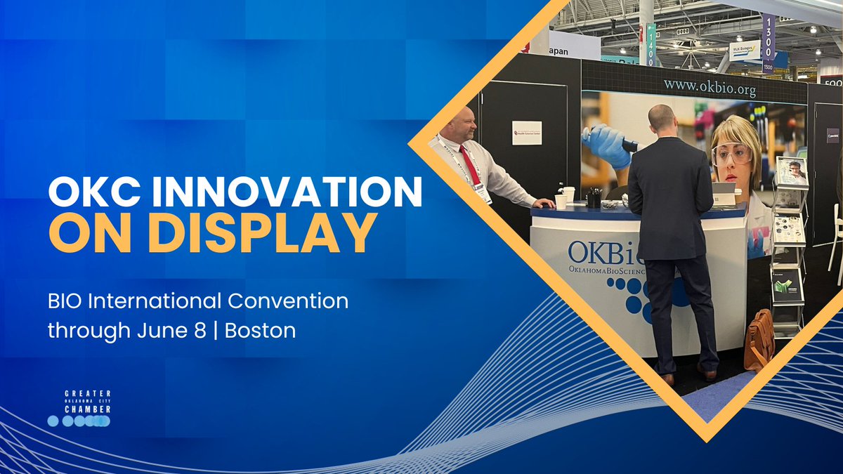 okcchamber's tweet photo. 🔬 @OKBio is showcasing what OKC innovation looks like at the BIO International Convention in Boston! Stop by booth 1149 through Thursday to see what OKBio is all about! https://t.co/XBrArd8L7j