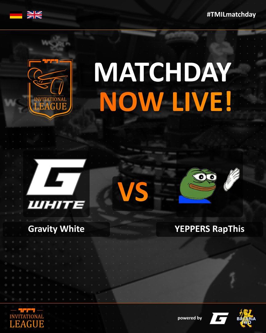 tm_league's tweet photo. 🇩🇪 Sehr wichtiges Match um Platz 4 heute in der TMIL

🇬🇧 Very important match for 4th place today in the TMIL

🕑 22:00 - Gravity White vs YEPPERS RapThis

🇩🇪🎙️Cast: https://t.co/KpSOGdqTRD
🇩🇪👁️Pov: https://t.co/oKLWD0IJ7v https://t.co/XufHywOSs1