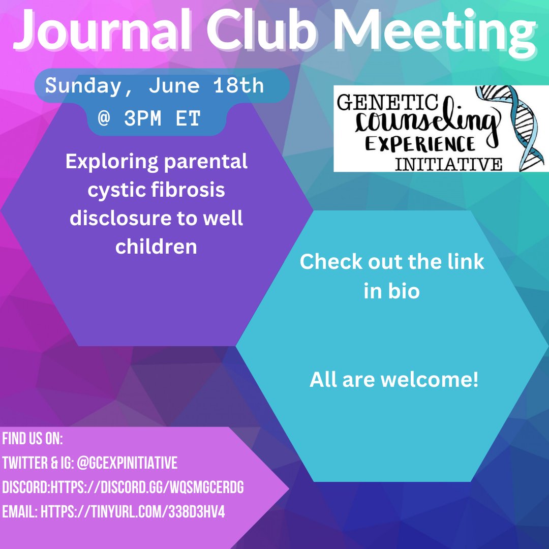 GCExpInitiative's tweet photo. Hi, #genechat! GCEI is excited to announce that our next journal club will be on June 18th at 3 PM ET   Check out our Discord for a PDF of the article! All are welcome! Registration link below!  https://t.co/teSztz1JfH https://t.co/FUA5C3hSt7