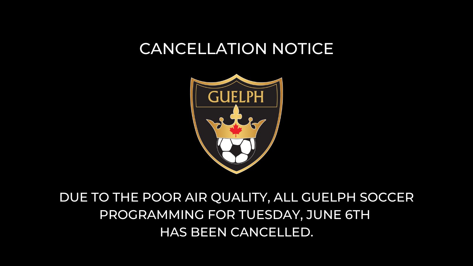 Guelph Soccer on Twitter "ALL soccer programming is CANCELLED this