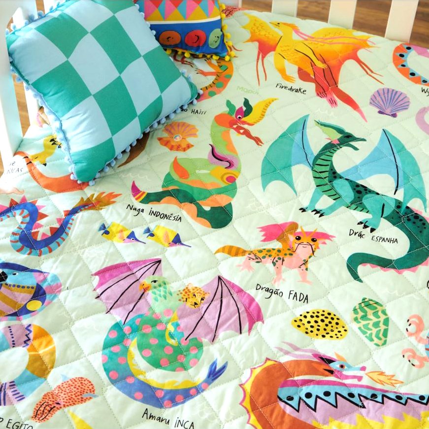 Close up of my Kingdom of Dragons design for MOOUI 🐲#dragons #surfacedesigner #kidsdecor #kidsroomdecor #kidlitartist #childrensroom