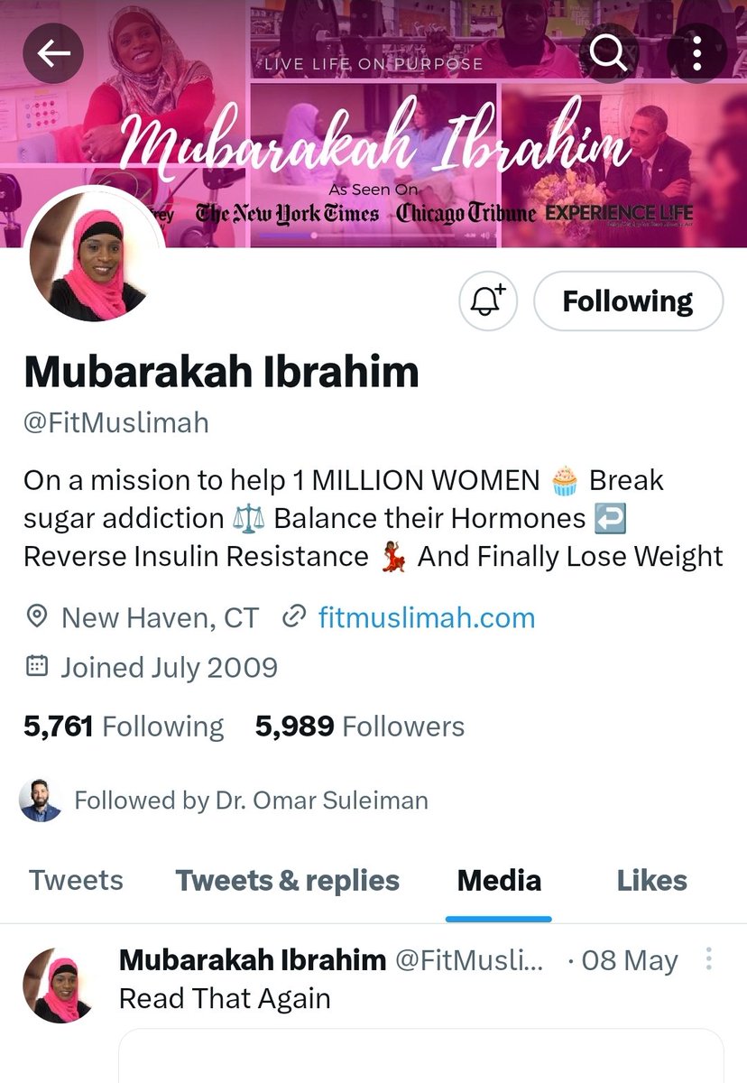 HalalRun's tweet photo. Inspiring Muslim of the day
@FitMuslimah 

Mubarakah Ibrahim is a world-renowned nutrition and fitness expert, business coach, and speaker. She has appeared on the Oprah Winfrey Show "Thirty-Something in America" and invited to the White House to have dinner with President Barack Obama for her contribution to health and fitness in America and honored to sit next to the president at a dinner for small businesses and entrepreneurs.

#halalrun #fitmuslimah