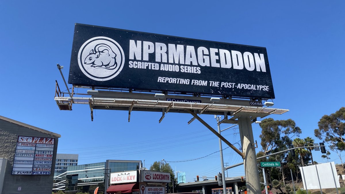 PeterPodgursky's tweet image. Behold! An NPRmageddon Billboard!!!
(I can't believe we bought a billboard.)
All ten episodes of NPRmageddon are live.
Listen here: nprmageddon.com/listen