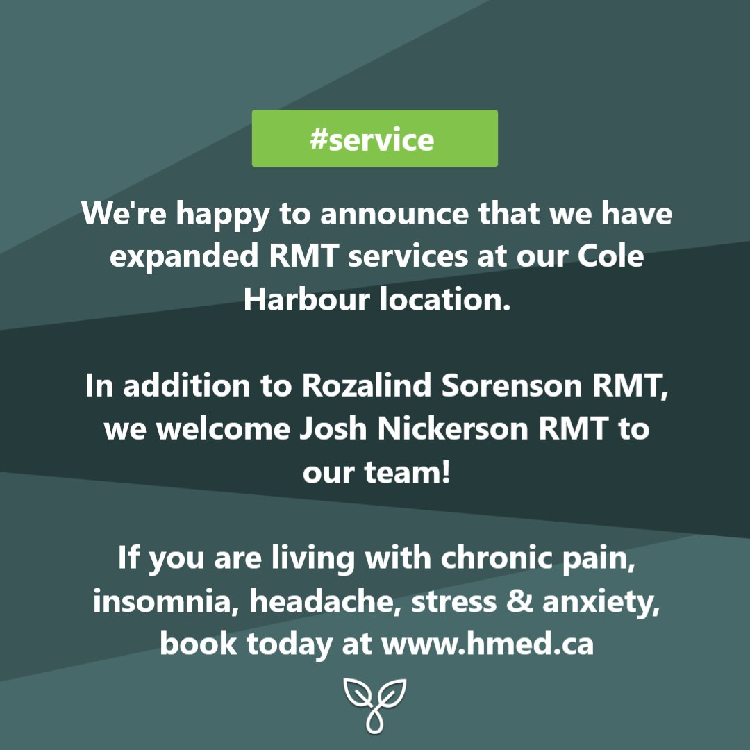 #HMED offers #massage with two #RMT practitioners at our Cole Harbor location. #Massage can address #chronicpain, #anxiety #PTSD #insomnia #migraines, #arthritis, #musclespasms &amp; more! Book your visit today at 1-844-488-4633 or visit us online at hmed.ca