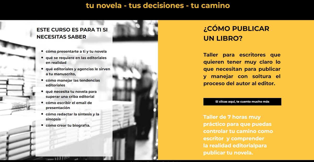 jimenaferlibro's tweet photo. ¿Cómo publicar con editoriales?
Taller para escritores que quieren decidir su destino
https://t.co/jgeToIb9HC
en línea y en directo
12/6 y 14/6 
Plazas limitadas
Precio de lanzamiento hasta el viernes 9/6 https://t.co/q8hYlEf4CU