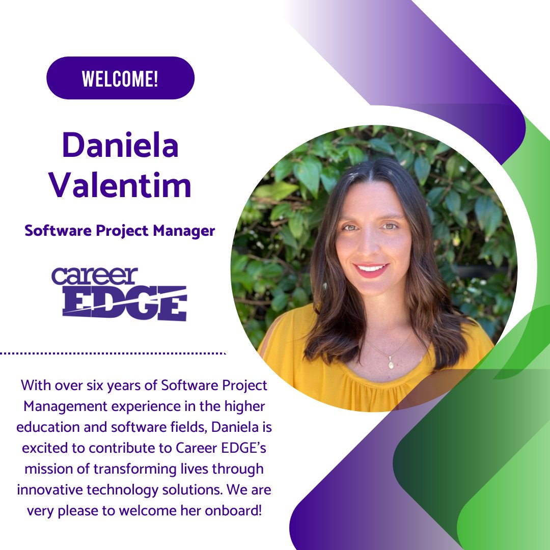 For #TechTuesdays, we are thrilled to introduce Daniela to our expanding EDGE TEAM! Join us in welcoming Daniela to the TEAM; we are excited to witness her immense potential unfold as she contributes to our collective success! 

#TechTuesdays #CareerEDGE #CareerTEAM