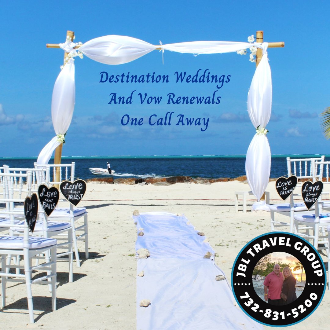 We are your #destinationwedding and #vowrenewal expert #travelplanners
Call #jbltravel today and find out about all your options!
#romancetravelspecialists #aruba #jamaica #puntacana #mexico #bahamas #costarica #cruises and #allinclusiveresorts #onecallaway