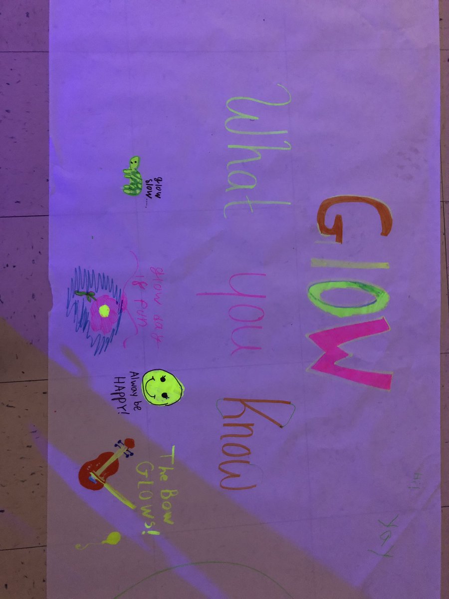 mwyllie2's tweet photo. Learning can be fun! These kids did so much reading and writing today. Nicely done @BrionyDaley with Glow Day! #bringjoytolearning #creatingmemories #grade4 @HrceLiteracy @ChebuctoH https://t.co/QU0JKPmcZc