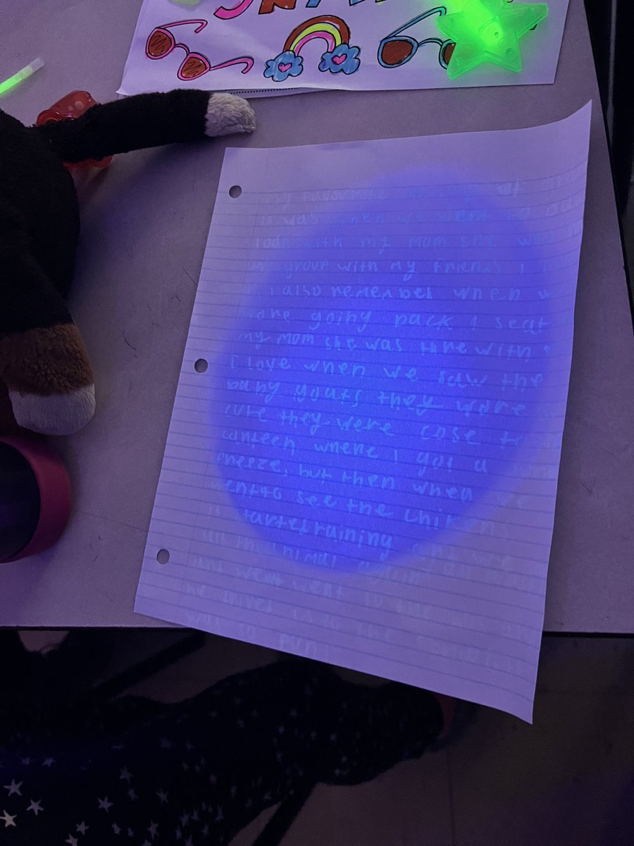 mwyllie2's tweet photo. Learning can be fun! These kids did so much reading and writing today. Nicely done @BrionyDaley with Glow Day! #bringjoytolearning #creatingmemories #grade4 @HrceLiteracy @ChebuctoH https://t.co/QU0JKPmcZc