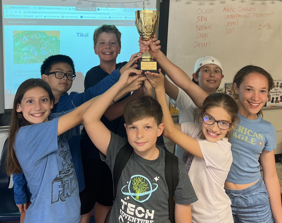 Mrs. Acosta and Mrs. Murphy (@amcoteach5th) on Twitter photo We are so proud of our <a href="/WSESMustangs/">West Springfield ES</a> 5th graders who won Battle of the Books today!! ๐ We are so proud of our <a href="/WSESMustangs/">West Springfield ES</a> 5th graders who won Battle of the Books today!! ๐