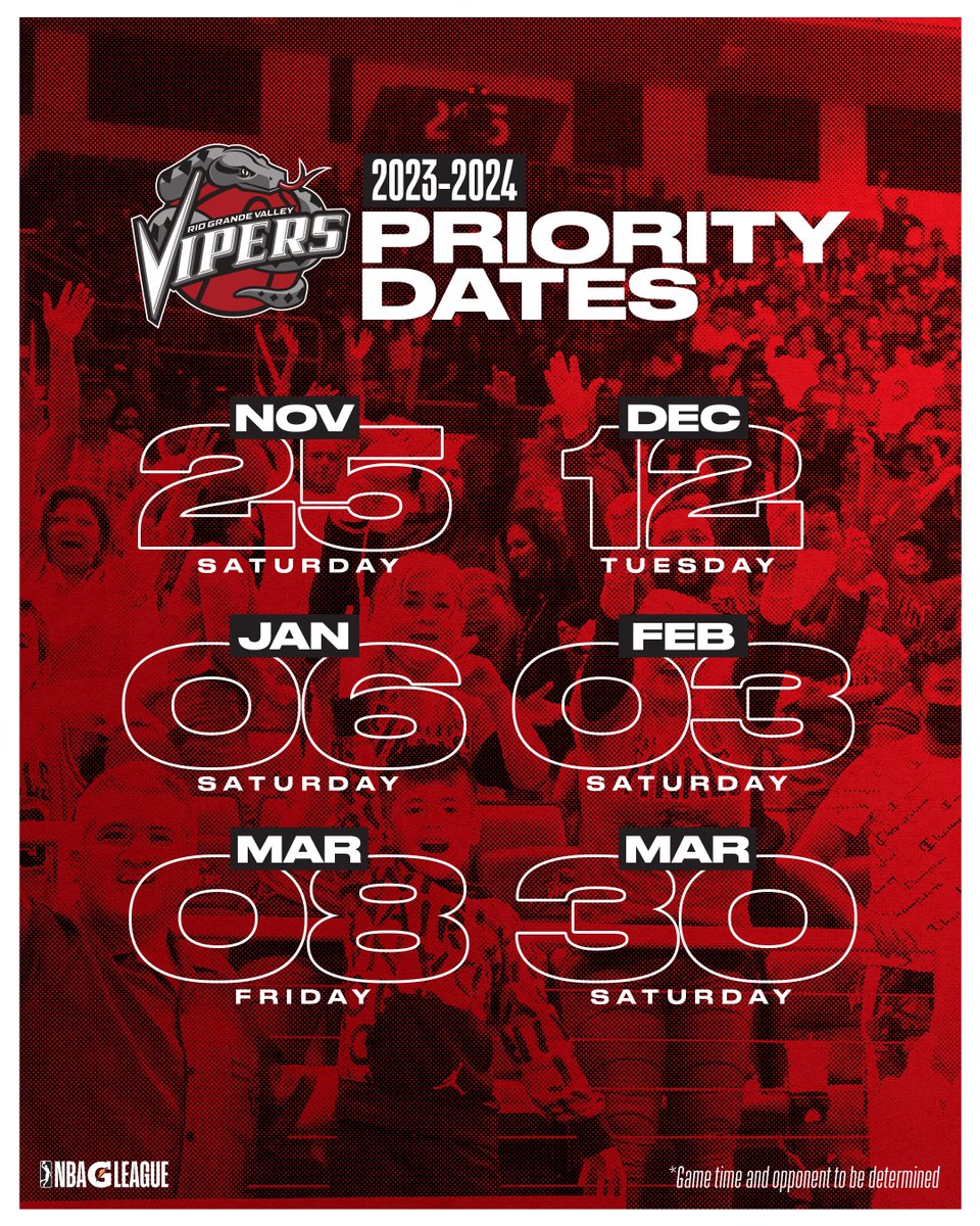 RGV Vipers on Twitter: "Mark your calendars Vipers Fans! 📆 We have
