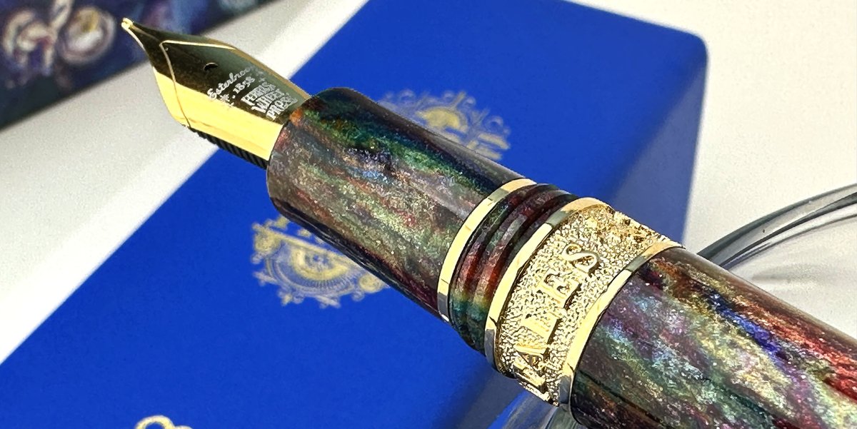 PenChalet's tweet photo. Make every project an adventure with the new Esterbrook Ferris Wheel Press Nebulous Plume fountain pen and ink set! 💫 Simply enchanting! https://t.co/MCmT9rFy17 #esterbrook #ferriswheelpress #newpen #fountainpen #penlove #pen #pens #diamondcast #luxury #newrelease #luxurypen https://t.co/Z7XxnbxRvI