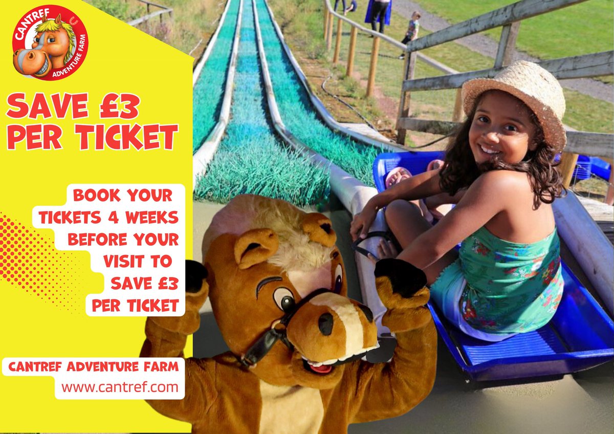 Book your tickets online 4 weeks in advance and save £3 per ticket on your visit!

Plan ahead, and take advantage of this exclusive offer. Your family will have a blast while saving money! #familydayout #daysoutwithkids 

cantref.com/book