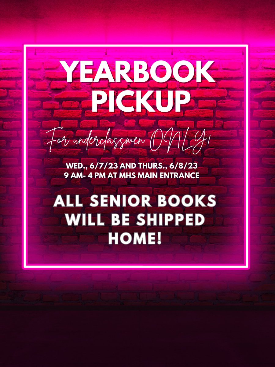 Tomorrow and Thursday- Underclassmen only! Senior books have been shipped home!