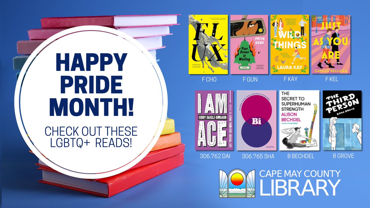 Happy Pride Month! 🏳️‍🌈Check out these  LGBTQ+ reads and find more titles by visiting us in person or online. The link to the CMCL catalog is in our bio! #pridemonth #capemaycounty #newjersey #njlibraries #pridebooks #pridereads