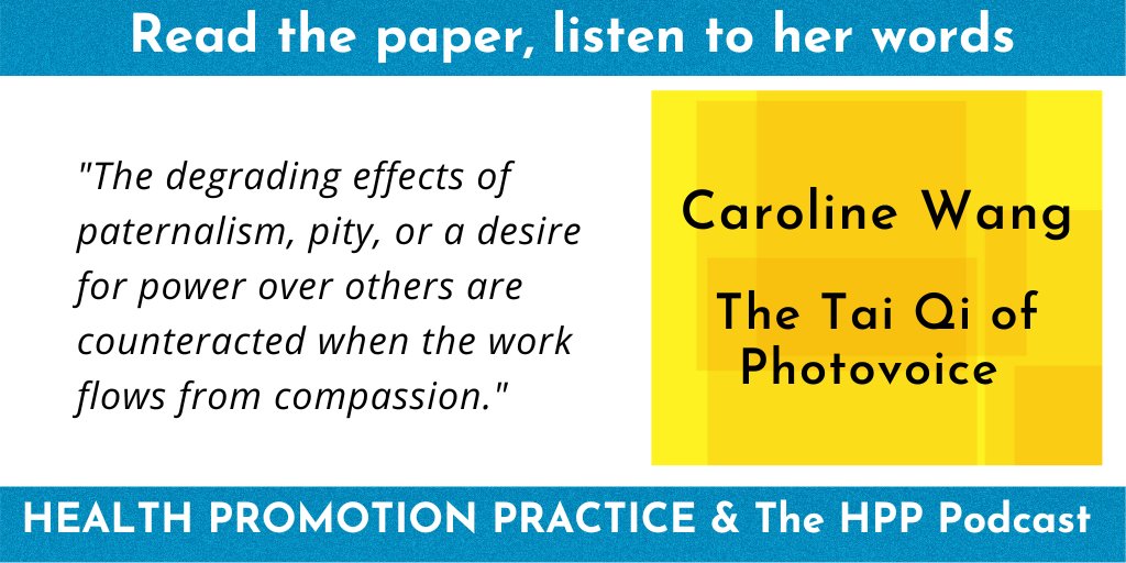 TheHPPJournal (@thehppjournal) on Twitter photo She has spoken to us, inspired us, moved us with her words for 25 years...
Now you can hear Dr. Caroline Wang - her words in her own voice: hpp.pub/podTaiQi
Reading her HPP Paper of the Year: bit.ly/35ZgxjG
<a href="/MichelleTeti/">Michelle Teti</a> <a href="/jessgrifburke/">Jessica Burke</a> <a href="/Calebdafilou/">Caleb Dafilou, MD, MPH</a> She has spoken to us, inspired us, moved us with her words for 25 years...
Now you can hear Dr. Caroline Wang - her words in her own voice: hpp.pub/podTaiQi
Reading her HPP Paper of the Year: bit.ly/35ZgxjG
<a href="/MichelleTeti/">Michelle Teti</a> <a href="/jessgrifburke/">Jessica Burke</a> <a href="/Calebdafilou/">Caleb Dafilou, MD, MPH</a>