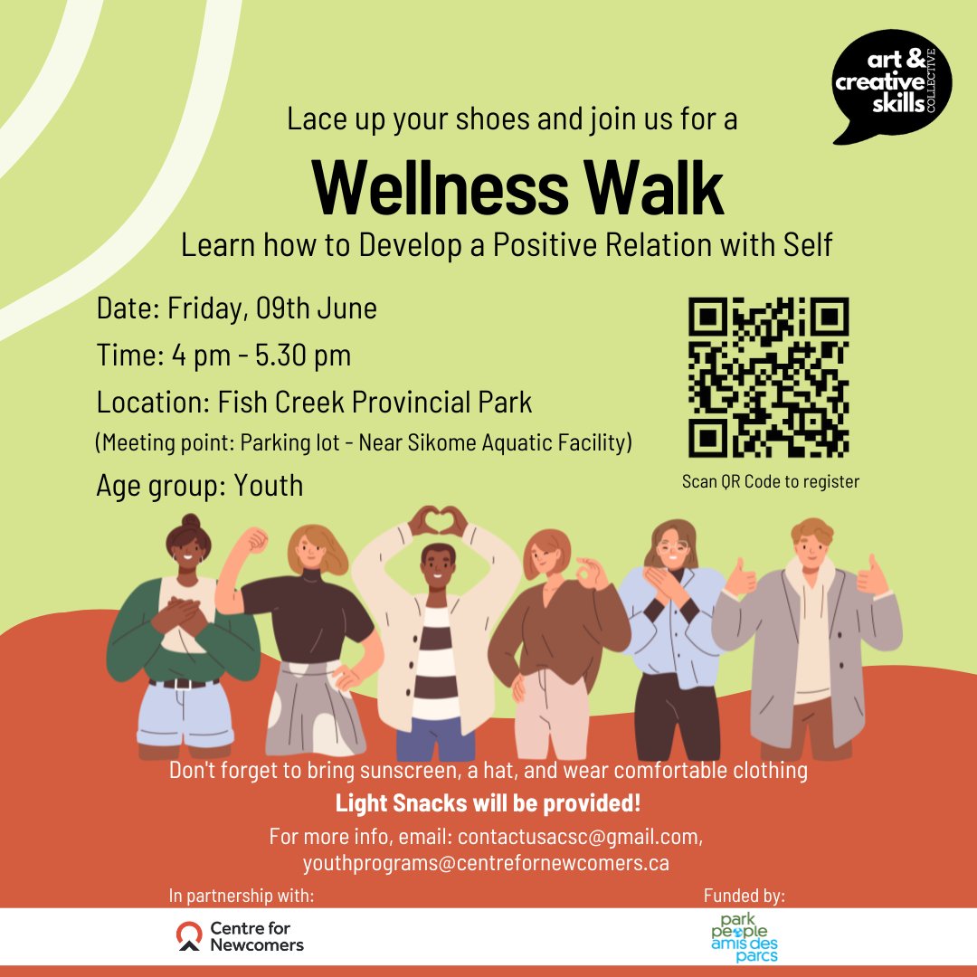 Register for a #Free #WellnessWalk
.
.
.
.
Join us on Friday (9th June) at 4 pm for a rejuvenating walk and meet new people

#FreeWalks #YYCParks #Wellness #Wellbeing #EventsInParks #YYC #WellnessEvent 

@Park_People @YYCNewcomers
