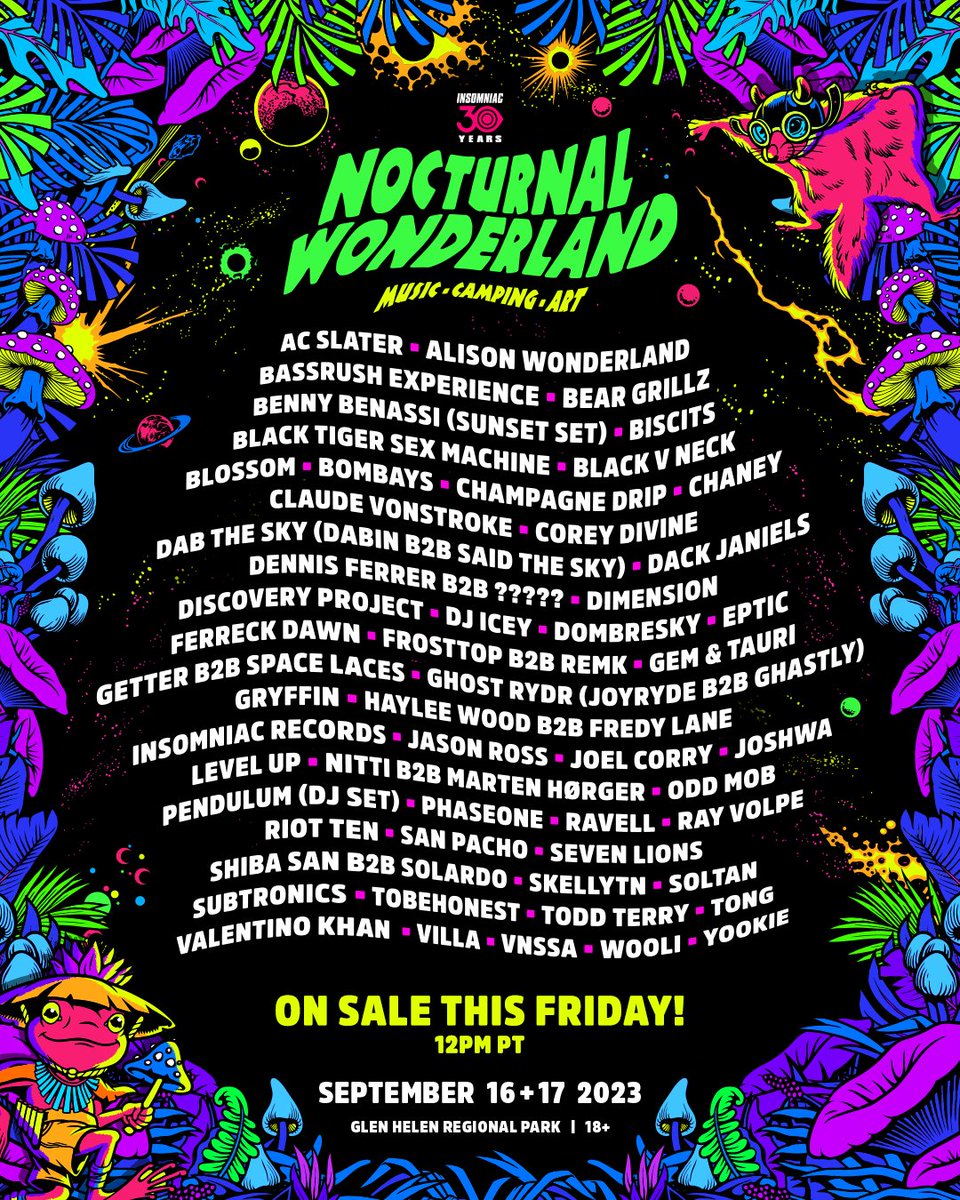 Nocturnal Wonderland 2023 Lineup