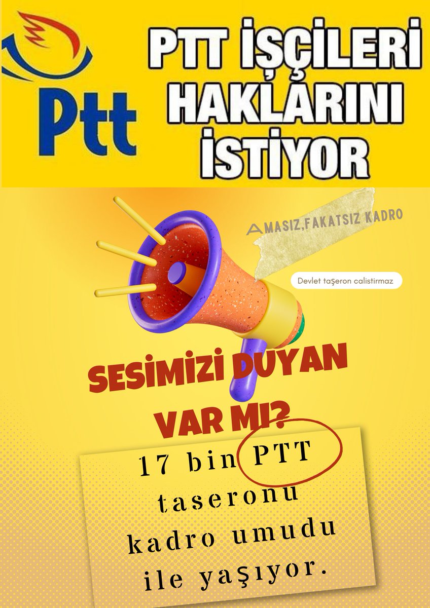 Kpss2022hedef's tweet photo. @ErbakanFatih PTT ve tüm kamu taşeronları kadro bekliyor devlet taşeron calistirma sesimizi duyun PTT taşeron emekçilerini görün https://t.co/AYzOYILiEs